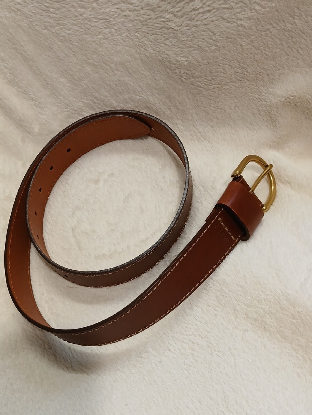 FOSSIL Men's Brown Leather Belt with Brass Buckle Sz Med. NWOT